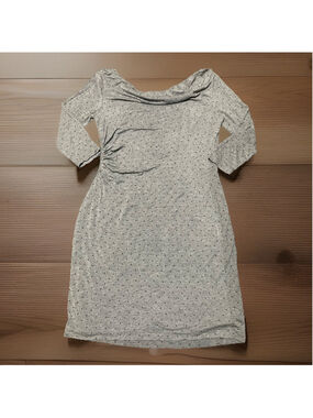 Ann Taylor LOFT Gray Long Sleeve Dress with Dotted Pattern